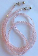 EYEGLASS CHAIN 27" CLEAR PINK CRYSTAL Beaded Holder Strap Reading Glasses iCandy