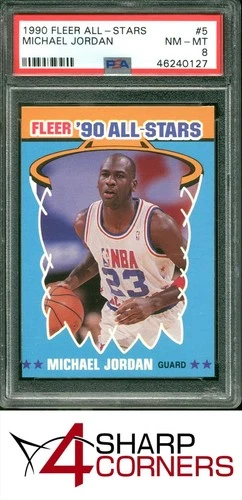 1990 FLEER ALL-STARS #5 MICHAEL JORDAN BULLS HOF PSA 8