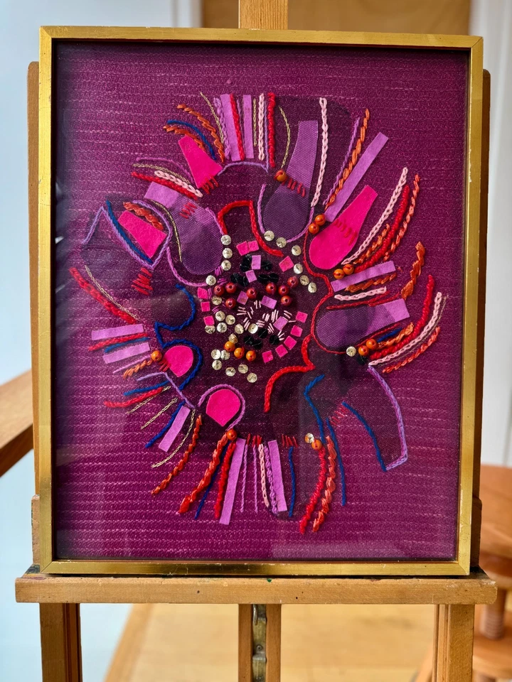 Vintage 1970's Framed & Glazed Mixed Media Embroidery possibly by Penelope? - Image 3 of 4