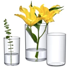 Plastic Cylindrical Vases - 3-Piece Set, 6" + 8" + 9" (H)