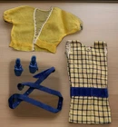 VTG 1960s Barbie Fashion Outfit Pak Dress Top Belt Shoes Fur Stole Collectible