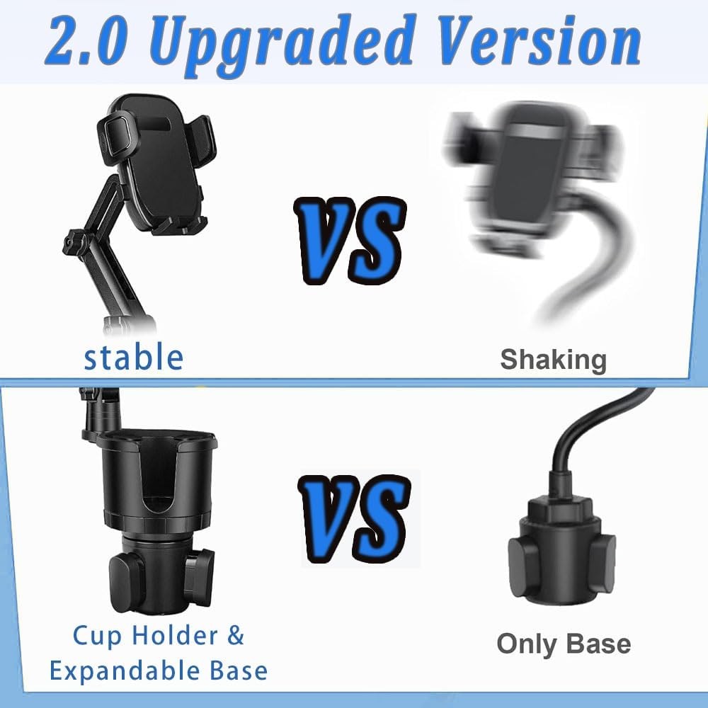 Car Cup Holder Phone Mount Universal Auto Cell Phone Stand With Drink Expand