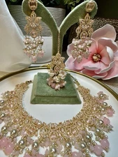 Bollywood Designer Bridal Engagement Wedding Necklace Set With Tikka