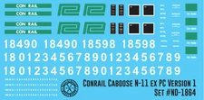 HO Scale - Conrail ex Penn Central N-11 Transfer Caboose Decals