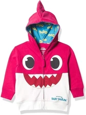 Pinkfong Girls Baby Zip Up Big Face Hoodie-Mommy Shark Pink Toddler Sizes 2t-5t