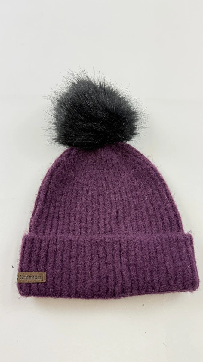 Columbia OS Hat Purple Boundless Days Cable Knit Pom Beanie in dark purple NWT NWT Columbia Boundless Days Womens Cable Knit Pom Beanie O/S  main image 4