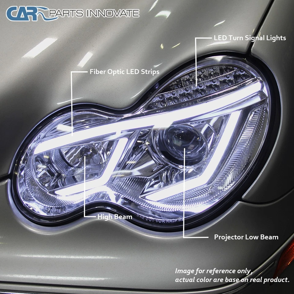 Fit 2001-2007 Benz W203 C200 C240 C320 LED Bar Projector Headlights Black Smoke Foto 3 de 4