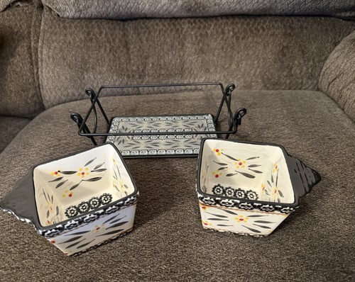 temptations bakeware Set Of 5 -7 With Lids Black Pattern From Oven Table Read - 第 2/9 張圖片