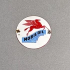 VINTAGE DOMED MOBIL GASOLINE PEGASUS PORCELAIN SIGN CAR GAS TRUCK MOTORCYCLE OIL