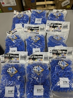 LOT OF 9 - Marshalltown Tavy Tile Spacers 3/16'' Blue 100/Bag New