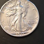 1943 Walking Liberty Half Dollar 50C Silver 0.9 Fine KM#142 Au50  Bus PHILA 429