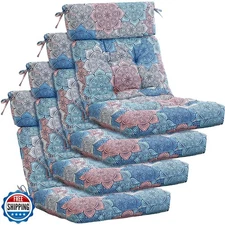 Barydat 4 Pcs Tufted High Back Chair Cushion Indoor Outdoor Seat and Back Cus