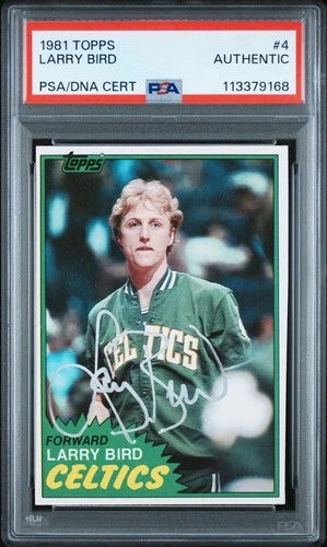 1981 Topps Larry Bird SIGNED #4 RC Rookie Card Boston Celtics PSA Autograph Slab