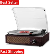 Vinyl Record Player Turntable with Built-in Bluetooth Receiver & 2 Stereo Spe...