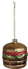 Primitives By Kathy CHEESEBURGER Glass Ornament Holiday Christmas Tree Food