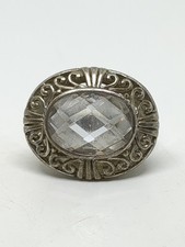 Vintage Sterling Silver 925 Faceted Quartz Cocktail Ring Size 7.75