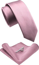 2.4" Solid Color Skinny Tie and Pocket Square with Tie Clip Sets for Men 6cm 