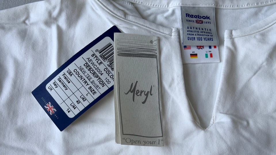 Reebok Meryl Kompressions-T-Shirt weiß Slim fit Extra Stretch Gr. 40 - Bild 3 von 4