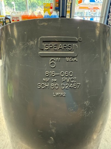 Spears 816-060 Plastic Elbow Bend 6 Inch 22.5 Degree SCH80 - Picture 2 of 4