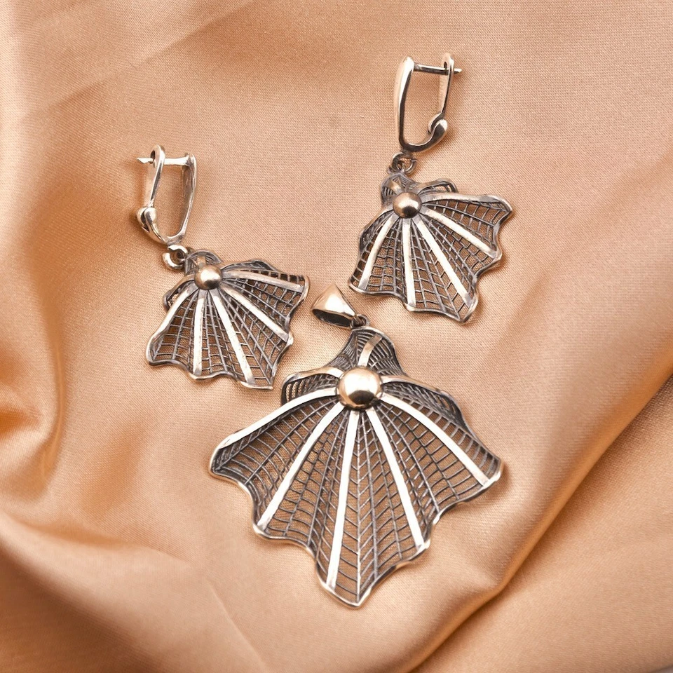 Set orecchini pendenti a goccia in argento sterling 925 fatti a mano... - Immagine 4 di 4