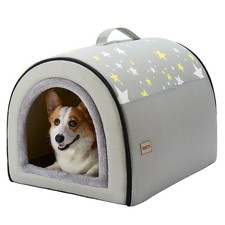 Jiupety Indoor Dog House, 2-in-1 Portable Foldable House Bed with Cover, Pet ...