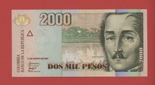 COLOMBIA  2000  PESOS  2007  PICK # 457g XF-AU.