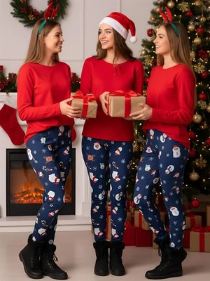 LOVE MY FASHIONS Ladies Xmas Leggings High Waisted Santa Tree Snow Stick Star Penguin Design