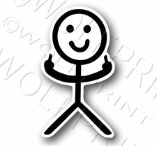 Stick Figure Man Middle Finger Rude Funny Sticker 5.4 Tall Vinyl Decal Stick Figure Man Middle Finger Rude Funny Sticker 5.4 Tall Vinyl Decal