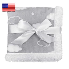 Heavenly Soft Chenille Sherpa Security Blanket (14" X 14"), Gray, Warm and Cozy 