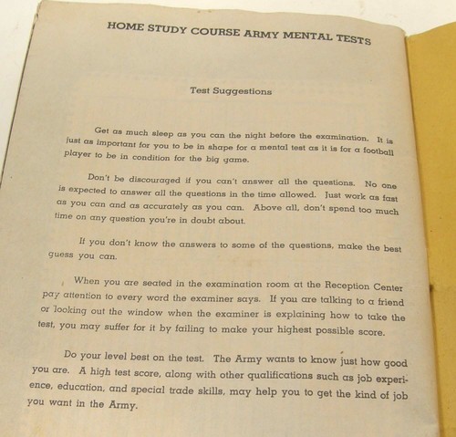 1943 WWII HOME STUDY COURSE US ARMY MENTAL TESTS ALLEN TERRY Jr BOND PUBLISHERS - Picture 8 of 12