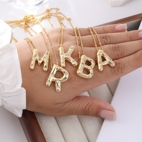 Alphabet 26 Letters Necklace Stainless Steel Women Sweater Chain Daily