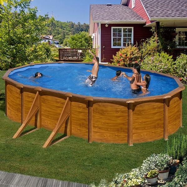 Piscina desmontable Gre Sicilia ovalada imitacion madera 500 cm x 300 cm