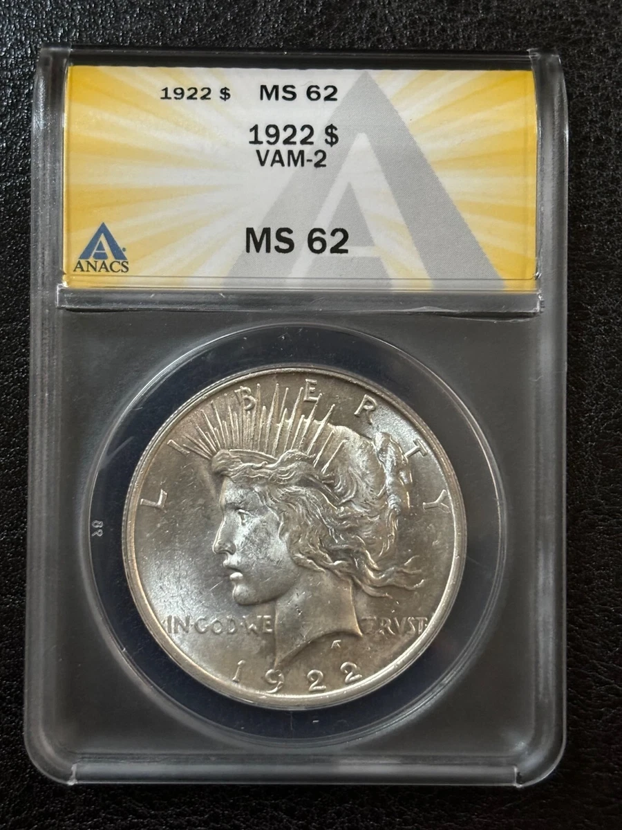 Silver MS 62 Graded 1922 Year Peace Dollars (1921-1935) for sale