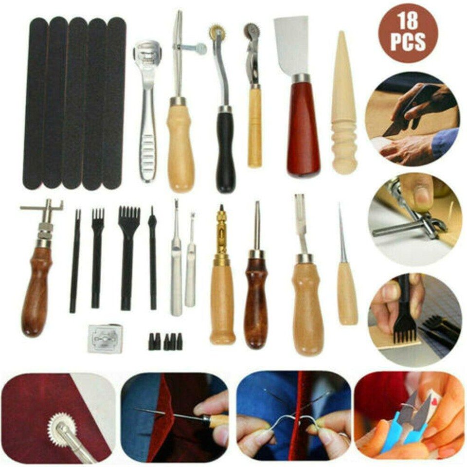 Leather Craft Tool Punch Kit for Stitching Carving Sewing and Skiving