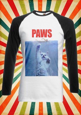 Pfoten Katze Kätzchen Miau Parodie Männer Frauen Langarm Baseball T-Shirt 466