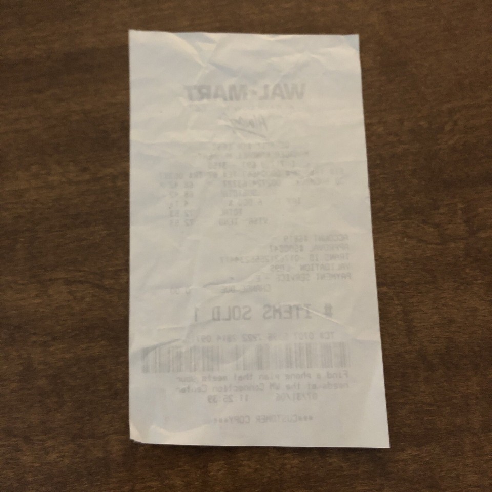 Walmart Receipt Prop Paper Store Sell For Less 2006 Mechanicsburg PA CD