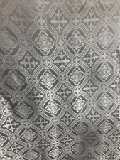 SILVER GRAY LITURGICAL CROSS BROCADE FABRIC 60 in. Sold By The Yard