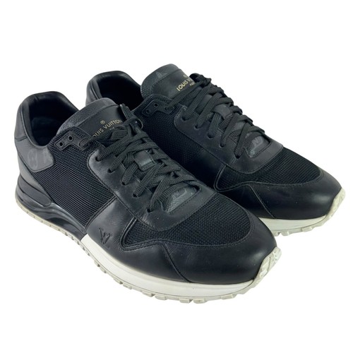 LOUIS VUITTON Black Leather Mesh Monogram Canvas Run Away Sneakers 7.5-8.5US - Picture 4 of 13