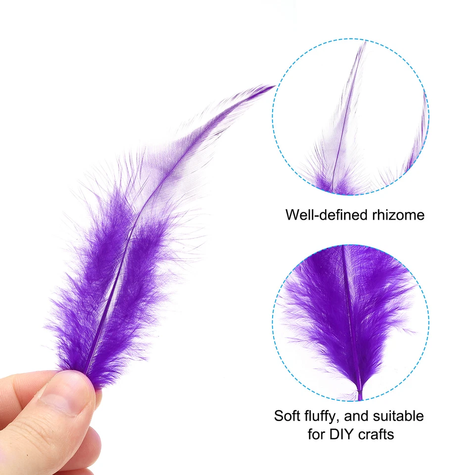 100 Pcs Saddle Hackle Rooster Feathers 4-6", Rooster Feathers, Purple - Image 3 of 4
