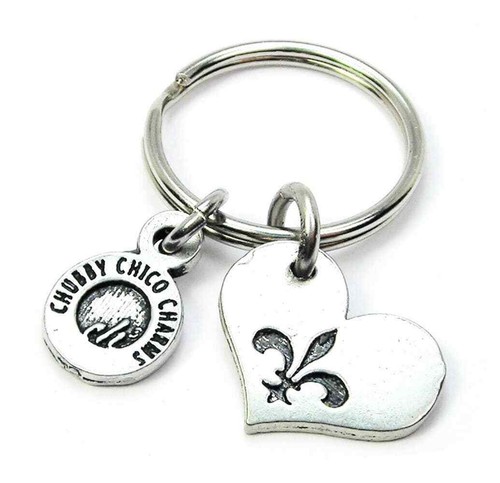 Chubby Chico Charms - Fleur De Lis Heart - Keychain