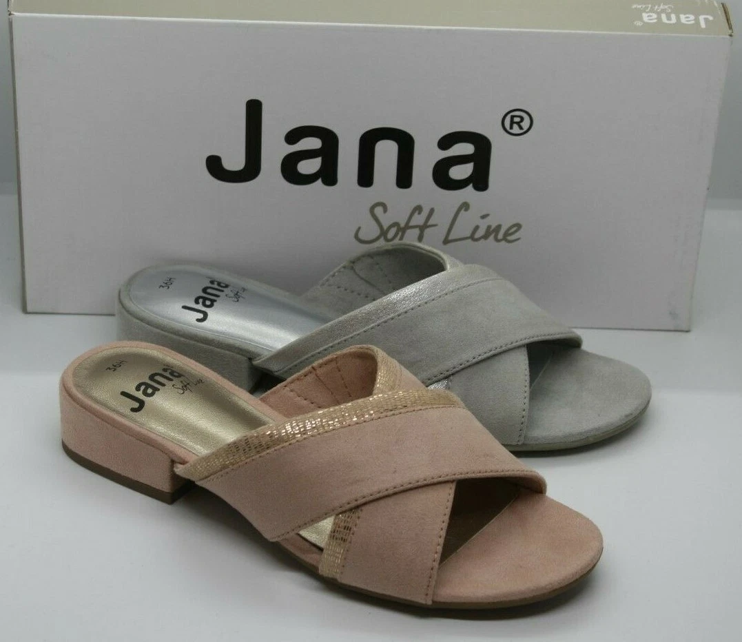Jana Soft Line Womens Crissy Velour Pink or Grey Sandals Wide BNIB 8 27263 22