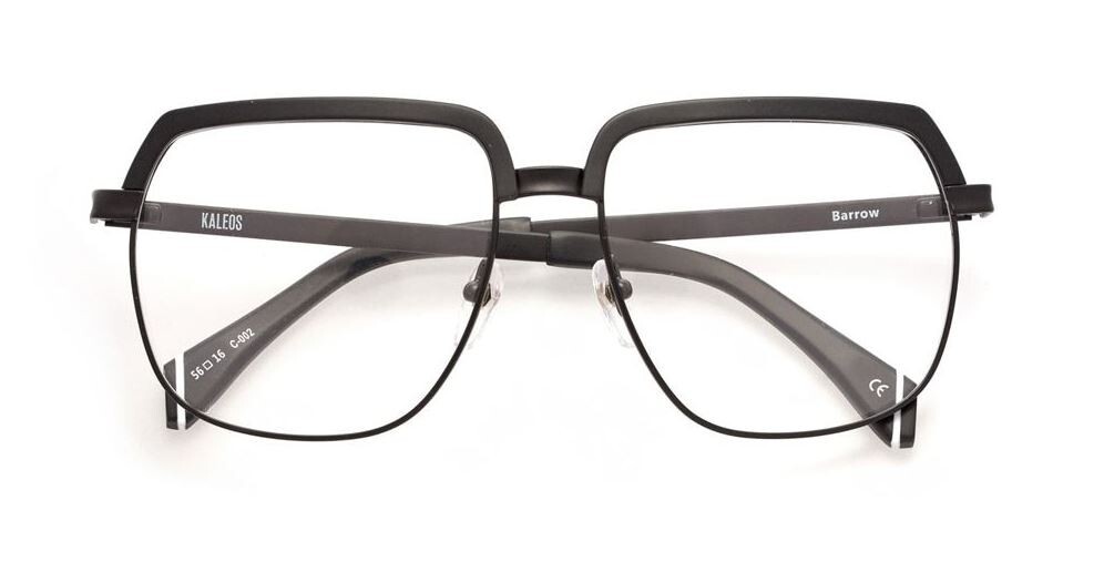 Lunettes de vue carrées oversize Kaleos Barrow 2 confortables et légères en noir mat