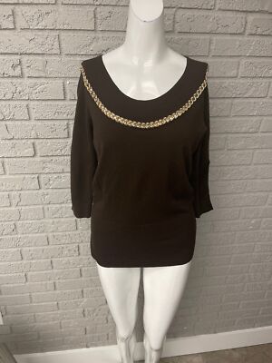 Cache Brown Wool Blend Knit Sweater Size M
