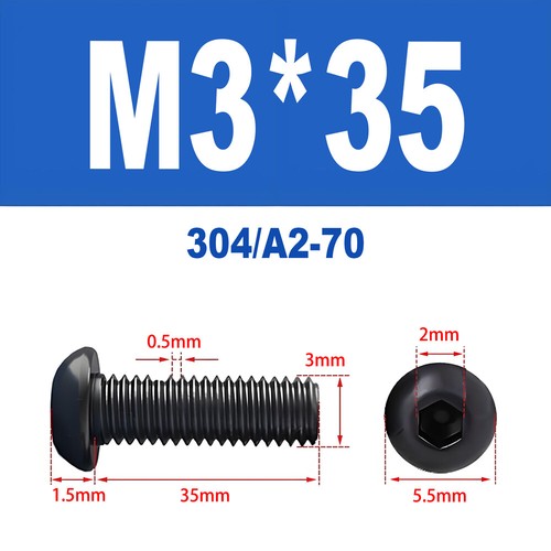 Schwarze Innensechskant Linsenkopfschrauben A2 V2A Edelstahl ISO 7380 M2 - M10 - Bild 35 von 121