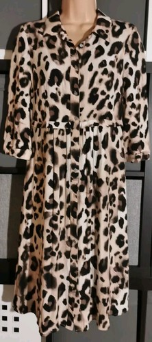 Mint Velvet dress Safari Animal Leopard Audrey button down Brown Uk 8 S - Picture 5 of 11