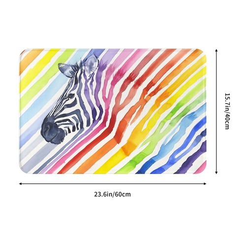 Art Non-slip Doormat Rainbow Zebra Stripes Bath Bedroom Mat Prayer Carpet - Picture 8 of 13