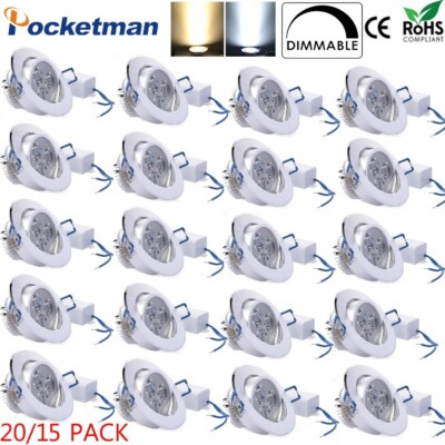 20PC 9W/15W Dimmable LED Downlight Recessed Ceiling Light with Driver 110V US