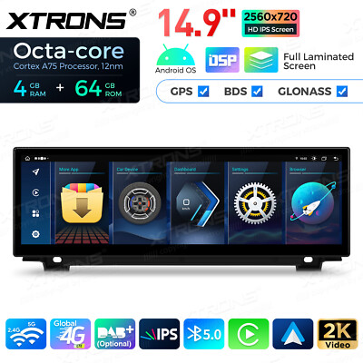 For BMW 5 Series F10 F11 NBT Android 14 4+64GB Car Screen Retrofit 14.9'' CarPlay