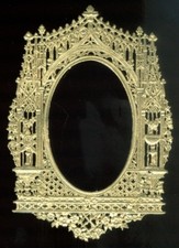 Scrap Diecut German Dresden Gold Foil Paper Oval Ret. Frame Victorian Craft