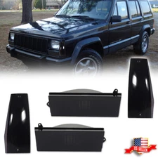 4X Smoke Front Signal+Side Marker Light For 84-96 Jeep Cherokee & 86-92 Comanche